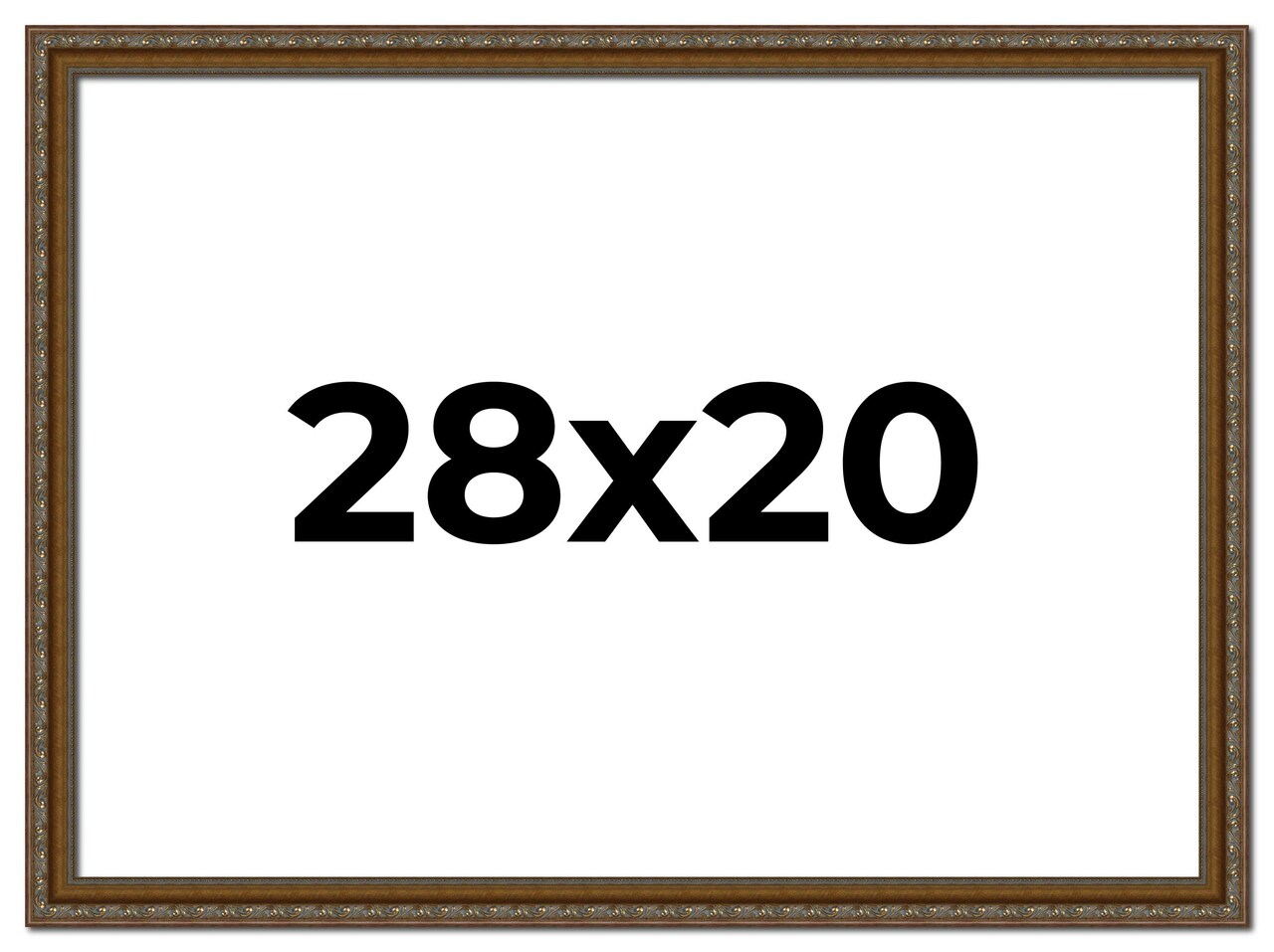 28x20 Sculpted Gold Picture Frame - UV Acrylic, Foam Board Backing, Hanging Hardware